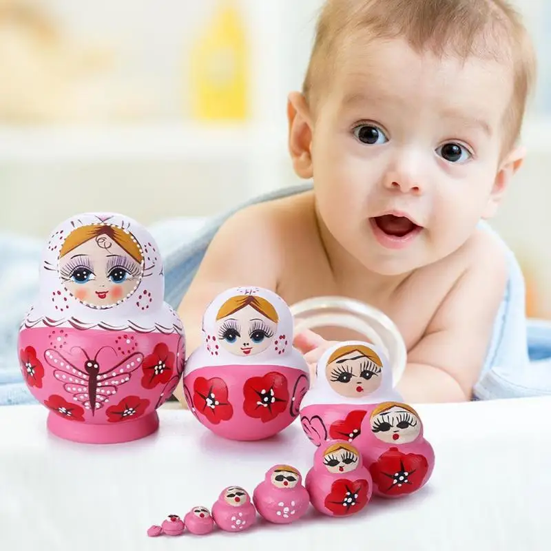 

10 Layer Basswood Russian Nesting Dolls Ethnic Style Girl Matryoshka Gift