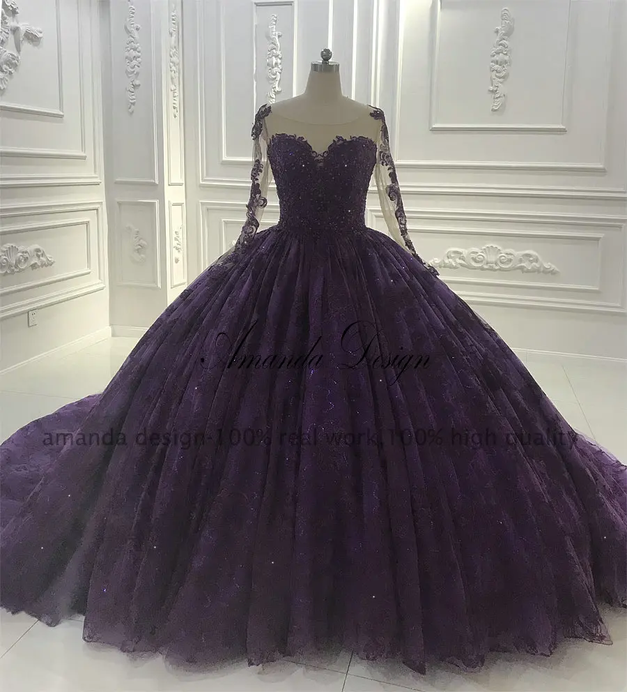 purple lace wedding dress