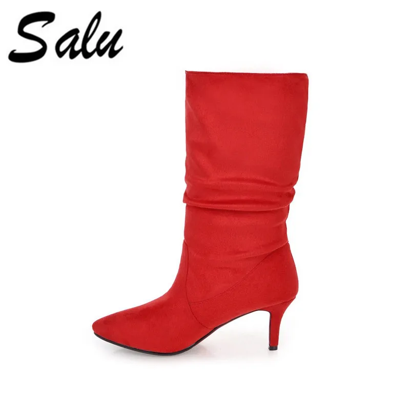 Maglia Nuovo Nero Donna Caviglia Lavoro Il Inverno Scarpe Di Nero Autunno Tacchi Da rosso Le Alti Alta Qualità A Alla Stivali Salu Per Donne 6dqwHd