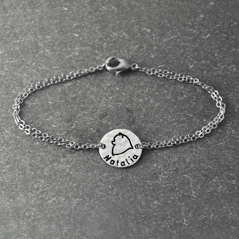 

Personalized Dog Bracelet ,alloy Dog Pendant, Personalized Pets name, Pomeranian bracelet, Dog Lover Gift