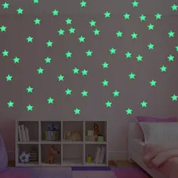 100 шт 3 см звезды светящиеся патч 3D светящиеся стерео наклейки на стену флуоресцентные наклейки звезды детские люминесцентные игрушки