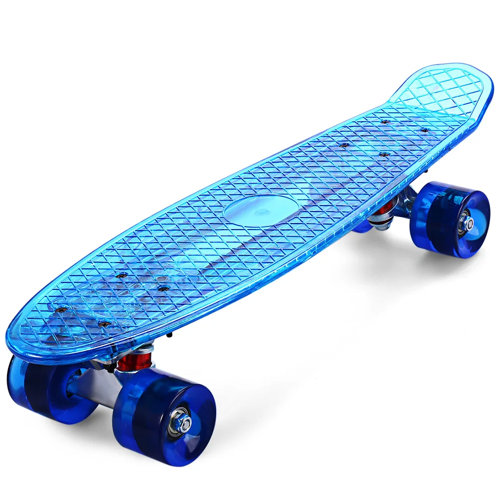 

CL - 402 Four Wheels Skateboard Transparent LED Ocean Style Skateboard Complete 22 Inch Retro Cruiser Longboard