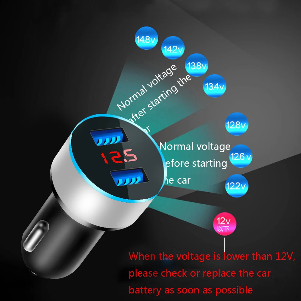 Universal Dual Usb Car Charger 5V 3.1A With LED Display Phone Car-Charger for Xiaomi Samsung S8 iPhone X XS 8 Plus Tablet etc