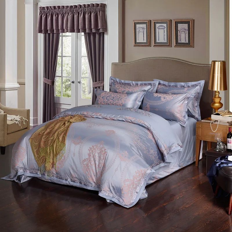 Waliicorners Silk Cotton Jacquard Golden Classic Bedding set Silky Smooth Duvet Cover Bed Sheet Pillowcases 73 2224084 - (2)