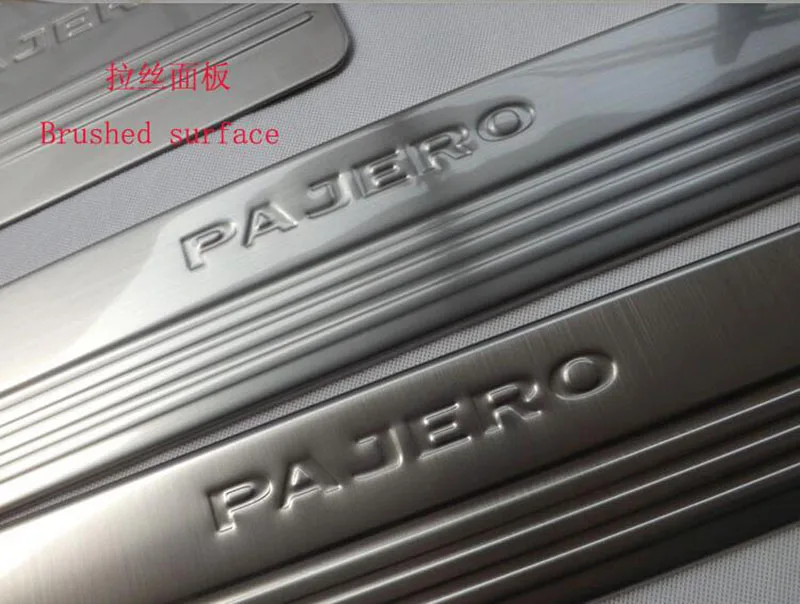 Для Mitsubishi Pajero 2013, Внутренний порог двери из нержавеющей стали, Полоска, приветствуется, педали, авто Стайлинг, наклейки, аксессуары, 4 шт
