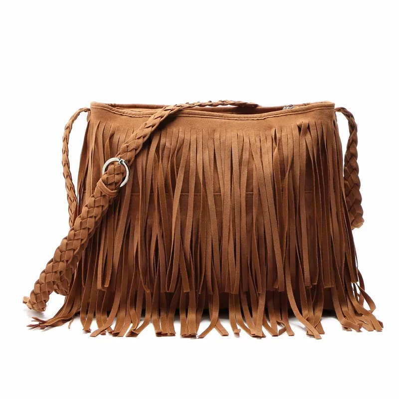 Hippie Suede Fringe Tassel Messenger Bag Women Hobo Shoulder Bags Crossbody Handbag (20)