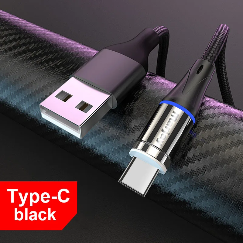 Магнитный Micro USB кабель Marjay для iphone, samsung, Xiaomi, usb type C, 3A, быстрая зарядка, магнитное зарядное устройство, адаптер, кабели для мобильных телефонов - Цвет: Black For Type C