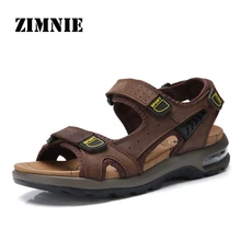 ZIMNIE/Брендовые мужские сандалии из натуральной коровьей кожи; высокое качество; дышащая Летняя обувь; Мужская классическая мягкая повседневная обувь ручной работы