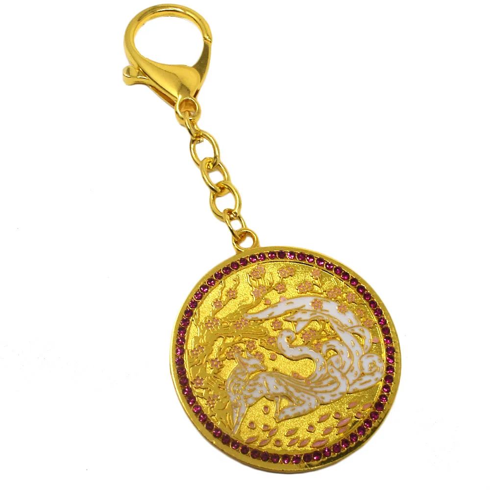 

9 Tailed White Fox Amulet New Feng Shui Key Chain