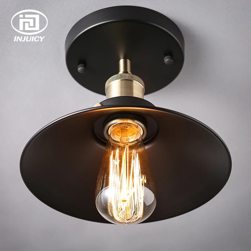 Vintage Edison Industrial Ceiling Light Fixture Antique Brass 22CM Black Metal Ceiling Light For Cafe Bar Restaurant Balcony