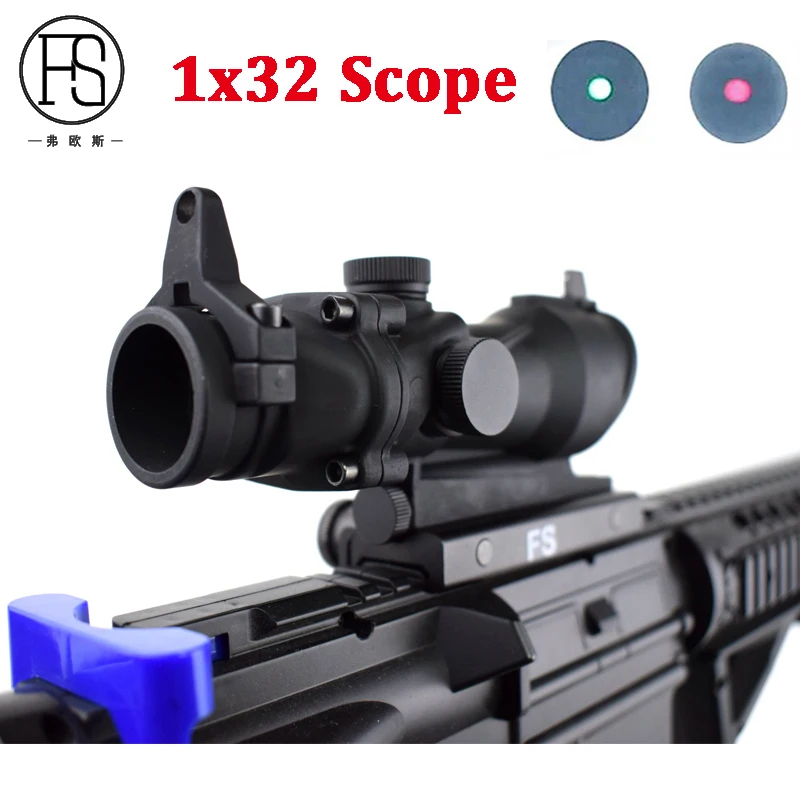 

Tactical Optics Sight Scope ACOG 1X32 Red Green Dot Sight Scope Outdoor Hunting Rifle Gun Riflescope 20mm Rail