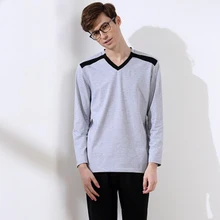 Хлопок Весна и осень мужская пижама с длинными рукавами Домашняя одежда круглым вырезом мужчин ночь пижамы