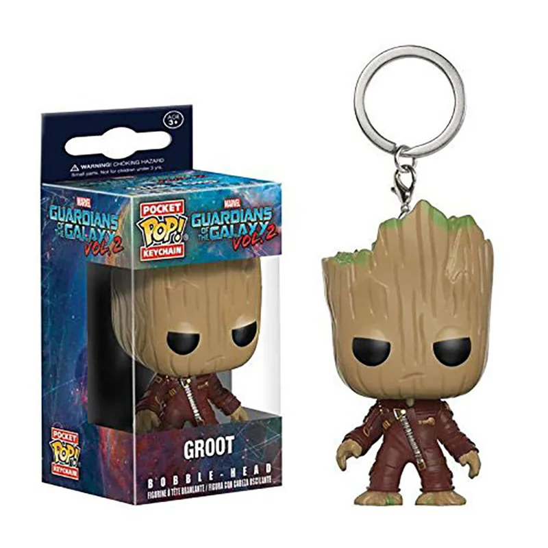 FUNKO POP New style Guardians of the Galaxy 2 Grootted Rocket Star-Lord Keychain Action Figure Toys for children birthday gift