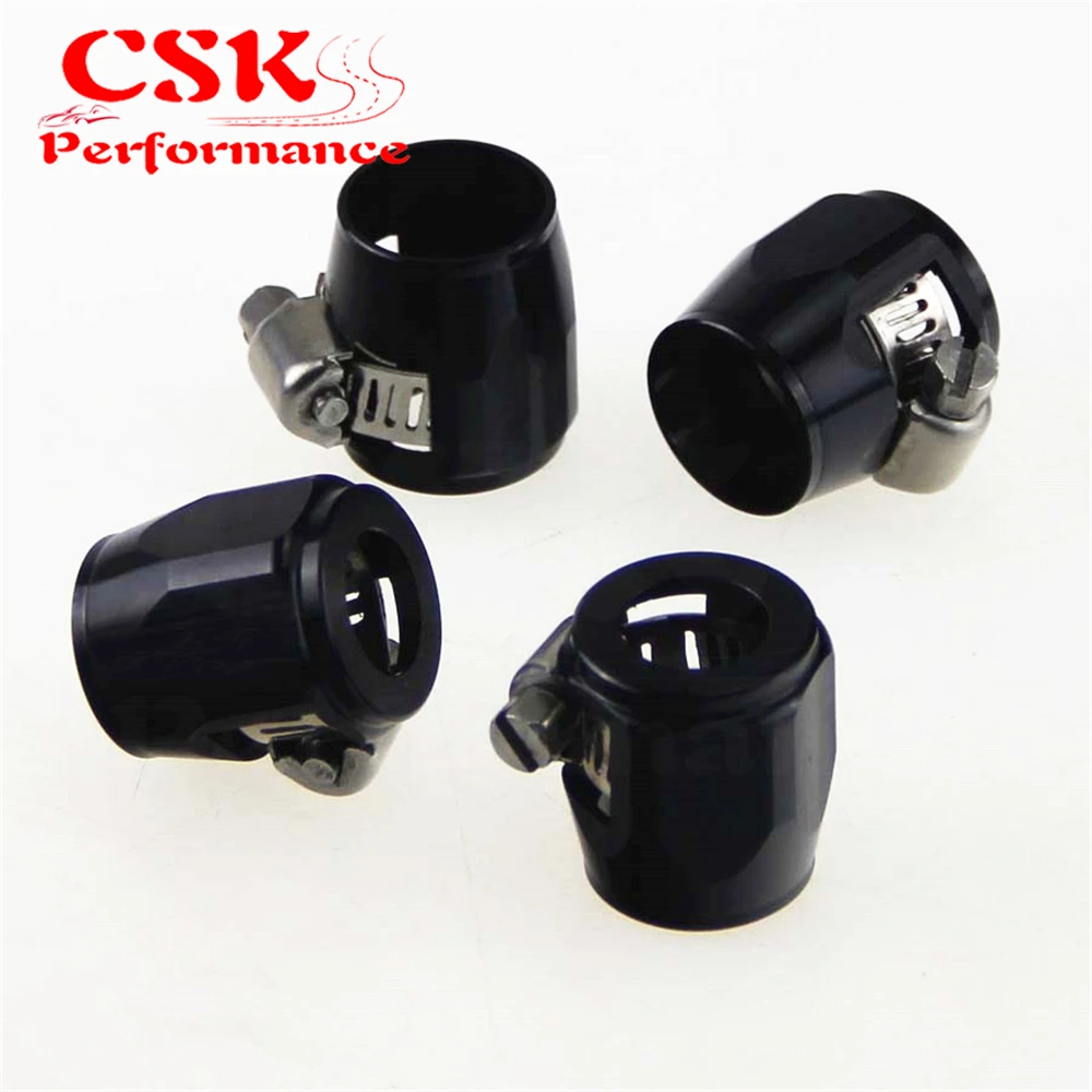 

4pcs AN8 18mm ID Fuel Hose Line End Cover Clamp Finisher Fitting Blue/Black