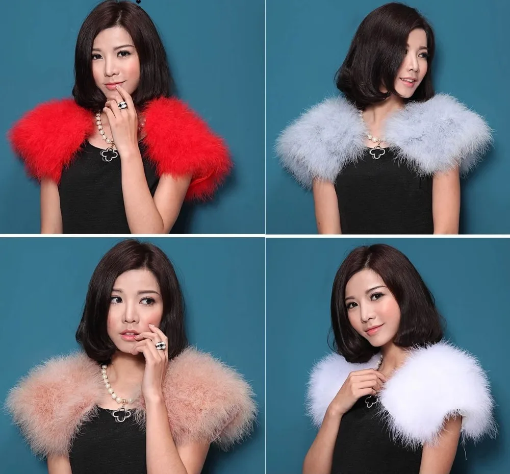 

LIYAFUR New Women's Real Genuine Soft Ostrich Fur Small Wedding Cape poncho stole shawl Pashmina
