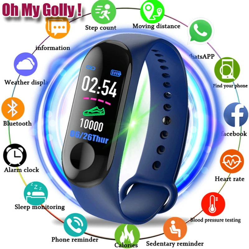 

2019 Smart Watch Waterproof Fitness Bracelet Blood Pressure Heart Rate Monitor band Bluetooth Push for Xiao mi IOS Android Phone