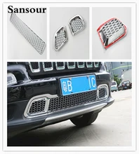 ABS Car Styling Front Bumper Decorative Trim Grille Fences Strip Exterior Accessories 3D stickers for Jeep Cherokee 2014 up