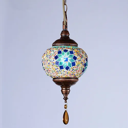 Богемные средиземноморские лампы в турецком стиле для ресторана, бара, спальни, витражные стеклянные подвесные лампы для внутреннего дома, Ретро Декор, лампа в марокканском стиле - Цвет корпуса: Коричневый