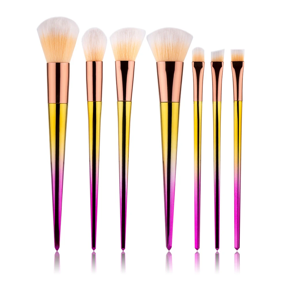 7 pcs/set makeup brush kit soft synthetic plastic handle brushes fan flat brush set for women beauty eyeshadow facial make up 7 pcs/set makeup brush kit soft synthetic plastic handle brushes fan flat brush set for women beauty eyeshadow facial make up