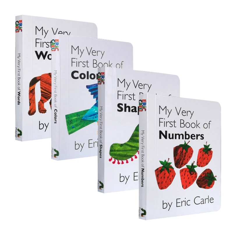 4 Books/set Baby English Coloring Cardboard Book My Very First Library Eric Carle Picture Story Books for Kids Educational Toys | Игрушки и