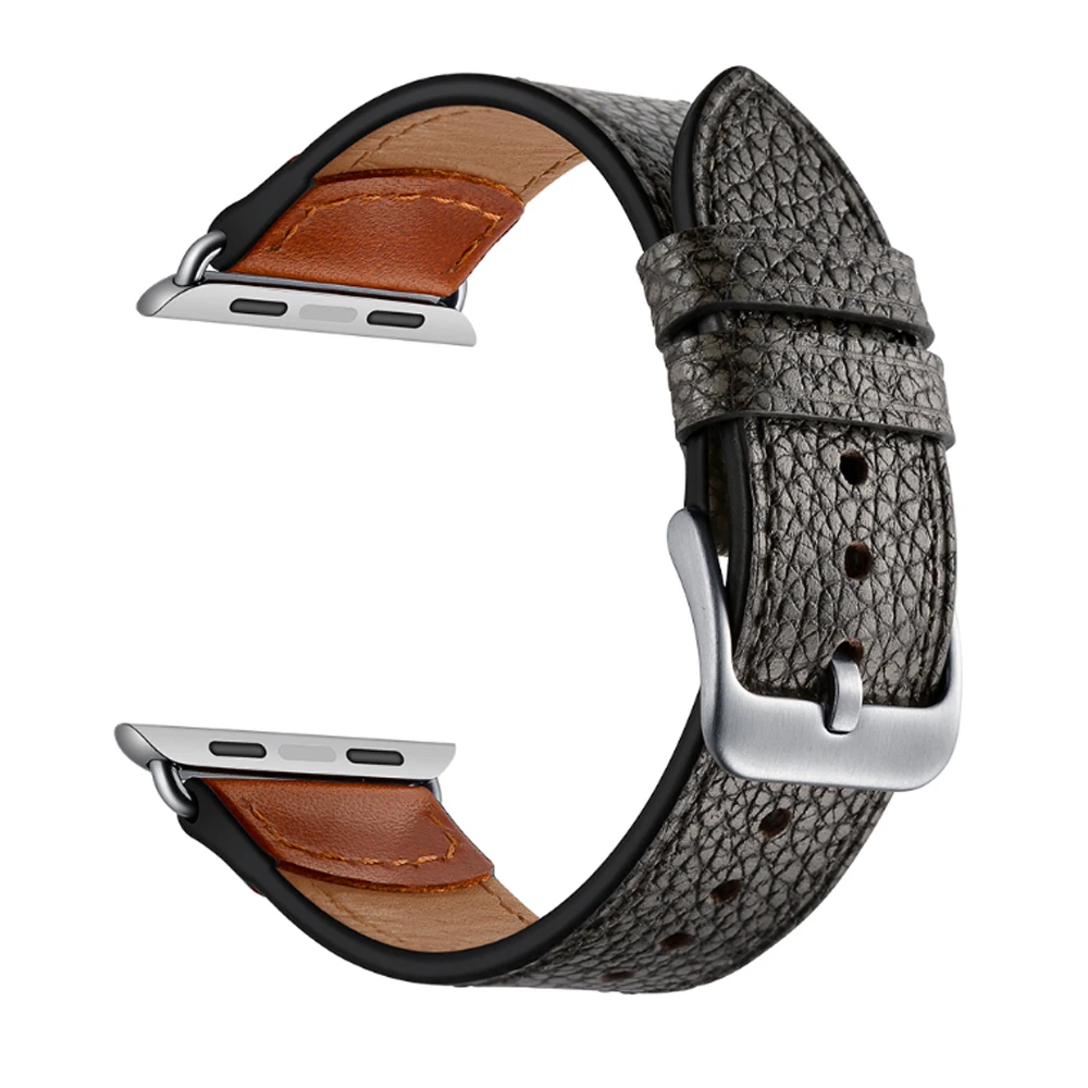Ремешок из натуральной кожи для Apple watch band 44 мм 40 iwatch 42 38 браслет с каменным узором