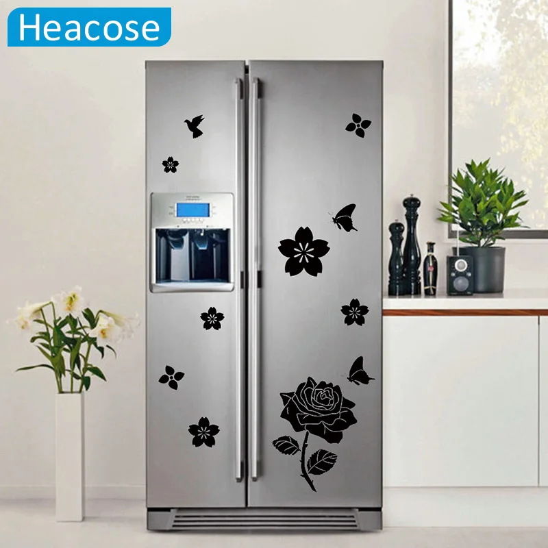 

DIY butterflies bird wall sticker for refrigerator flower art stickers for kids room living room fridge wallpaper