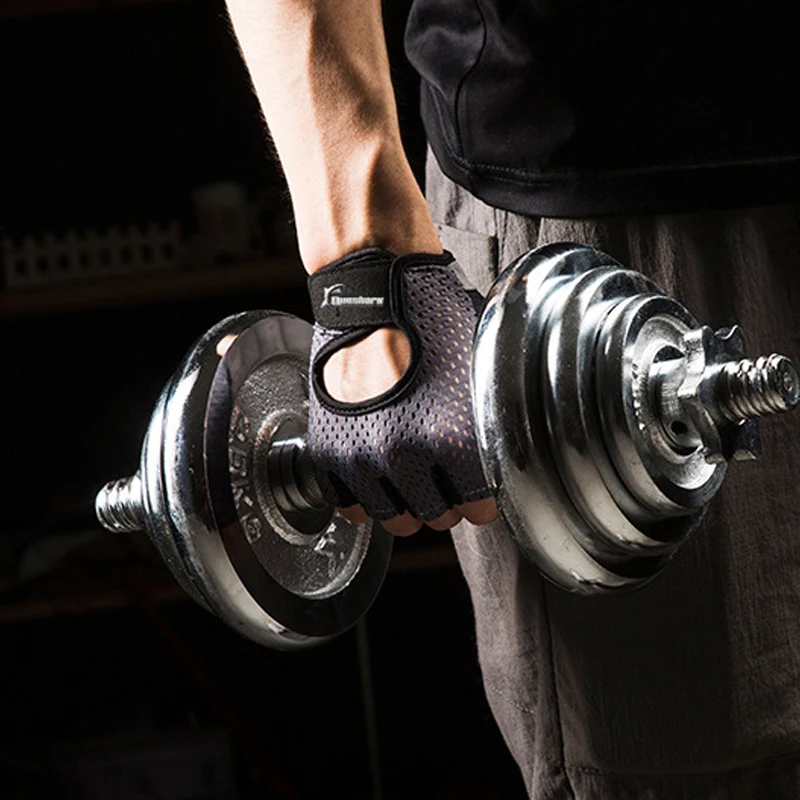 QUESHARK Women Shockproof Half Finger Weightlifting Gloves Sport Gym Fitness Gloves Non-Slip Durable Dumbbell Workout Gloves XL