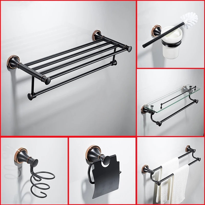 6-piece German-style Black Towel Holder,Brass,bathroom Hardware Pendant Set,Electroplate,Sanitary Ware Suite ,banyo aksesuarlari 6-piece German-style Black Towel Holder,Brass,bathroom Hardware Pendant Set,Electroplate,Sanitary Ware Suite ,banyo aksesuarlari