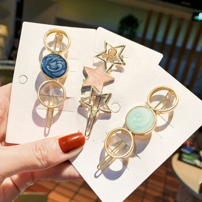 

Fashion Women Acetate Round Star Alloy Hair Clip Headwear Hair Ornament Headband Hairpin Barrette Fashion Hair Accessories A40