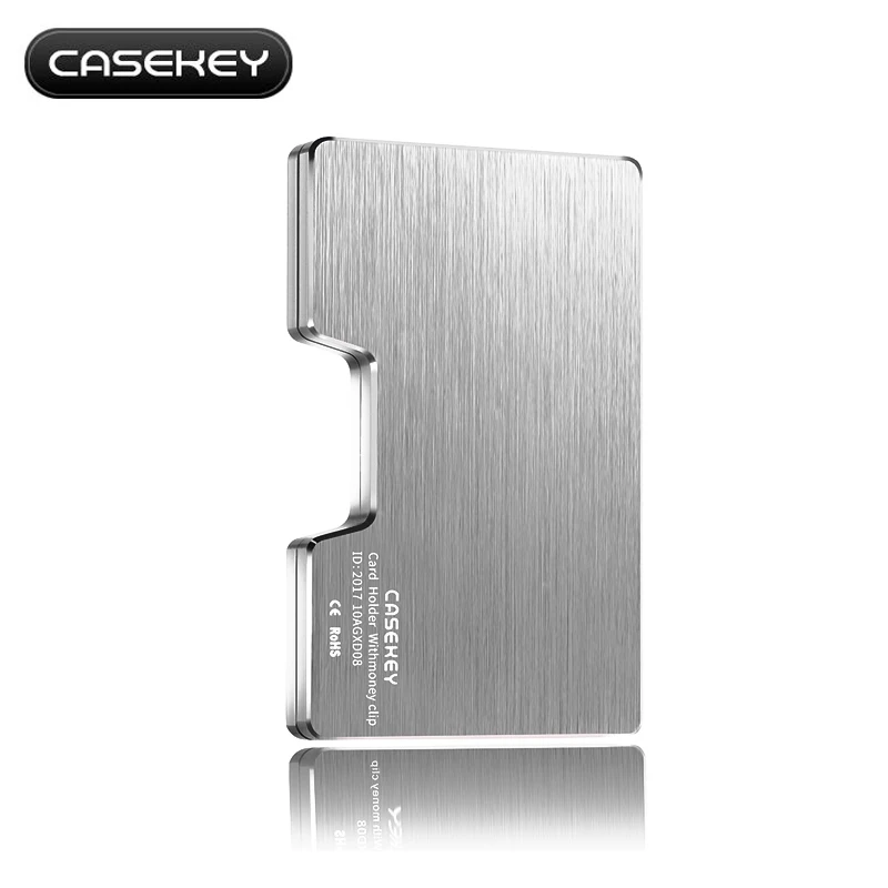 Casekey металлик большой емкости 36 держатель для карт леди портмоне с функцией RFID мужские алюминиевые кошельки с металлическим зажимом для денег - Цвет: Silver