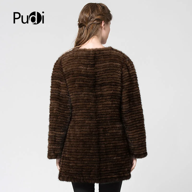 Pudi CT7036 Новое Женское пальто из натурального меха норки пальто новая зимняя длинная стильная норковая Меховая куртка верхняя одежда