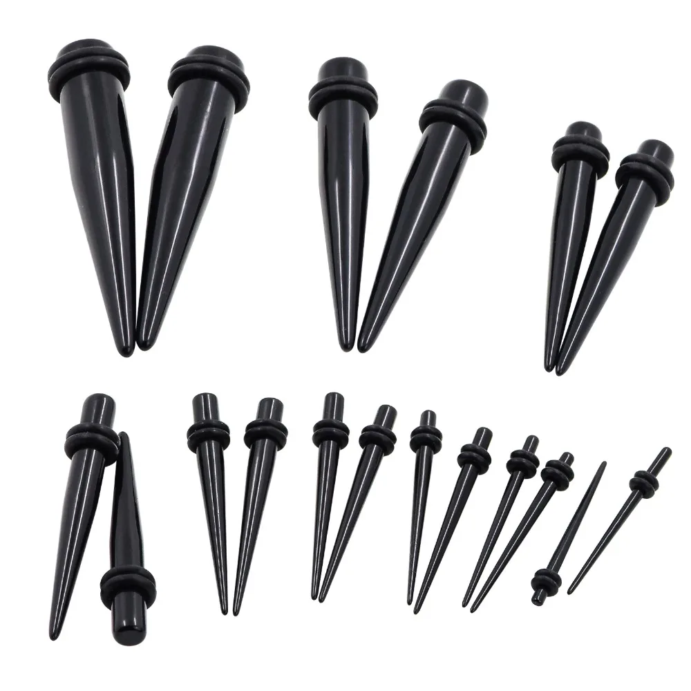 18pcs/Lot 1.6 10mm Acrylic Tapers Ear Plugs Gauge Stretching Kit