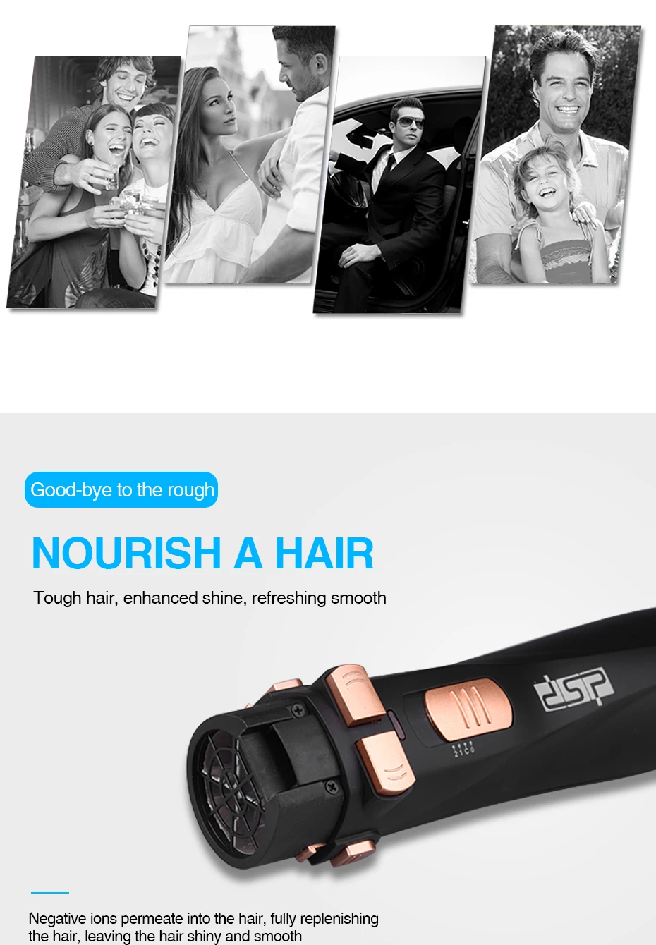 Encaracolado de Cabelo Secador de Cabelo Secador de Casa Fácil de Operar em Linha Reta em Linha Modelador de Cabelo 4 na 1multi-function Reta Pente Vento Terno 220 v Dsp 3 Secadores de cabelo