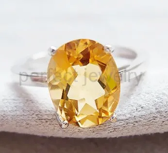 

Per jewelry Natural authentic citrine ring Free shipping 925 silver For men or women 1.75ct gemstone X9103118