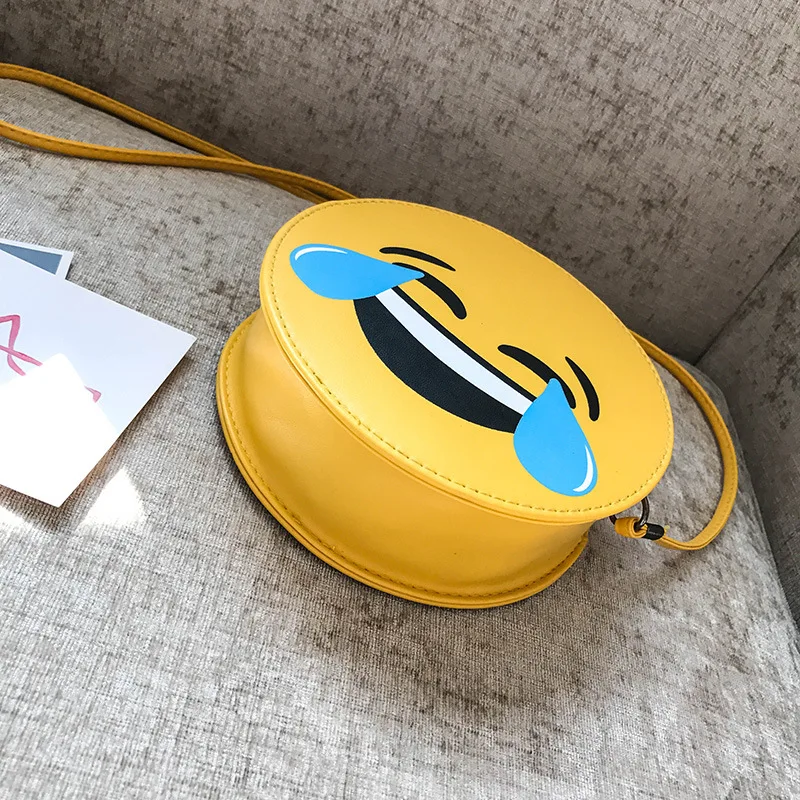 لطيف الرموز التعبيرية حقائب كتف المرأة حقيبة ساعي من الجلد المصقول الفتيات Crossbody حقيبة الاطفال صغيرة جولة حقيبة حقائب للأطفال هدية
