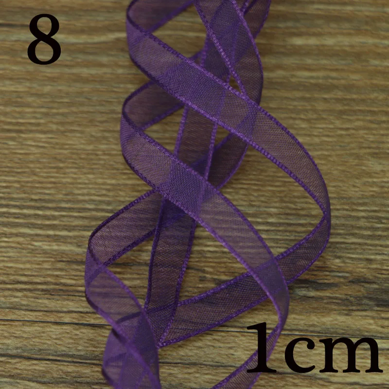10мм25 Ярд/много шелковой пряжи двухсторонние прозрачные ленты для свадебного украшения подарочная упаковочная лента - Цвет: 8