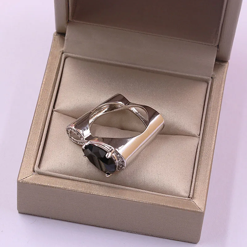 Современные женские кольца с кручеными кристаллами бесконечность, большие черные свадебные кольца в виде капель с цирконием, Серебряное ювелирное изделие Z3M305
