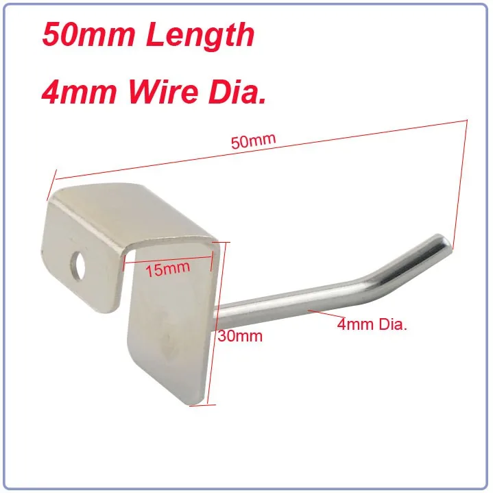 20 штук 50 мм Длина перехватчики отображения Slatwall 4 мм провод Dia. Стеллаж для выставки товаров крючки для полки супермаркета подходит для 15x30 мм трубы квадратного сечения