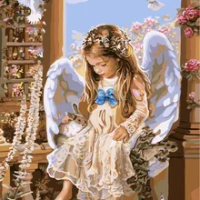 GOHIPANG бескаркасная фотография на стене акриловая краска по номерам diy картина по номерам уникальный подарок Ангел написанный масляными красками кролик 40X50c