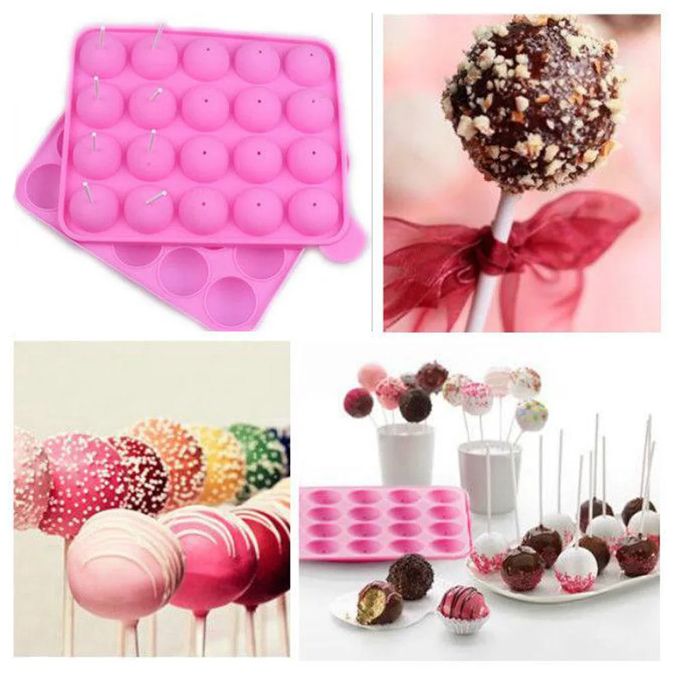 Silicone Pop 12 Holes Lollipop Mold Stick Tray Cake Mould Chocolate Ball Cupcake Cookie Candy Maker DIY Baking Tool  (11)