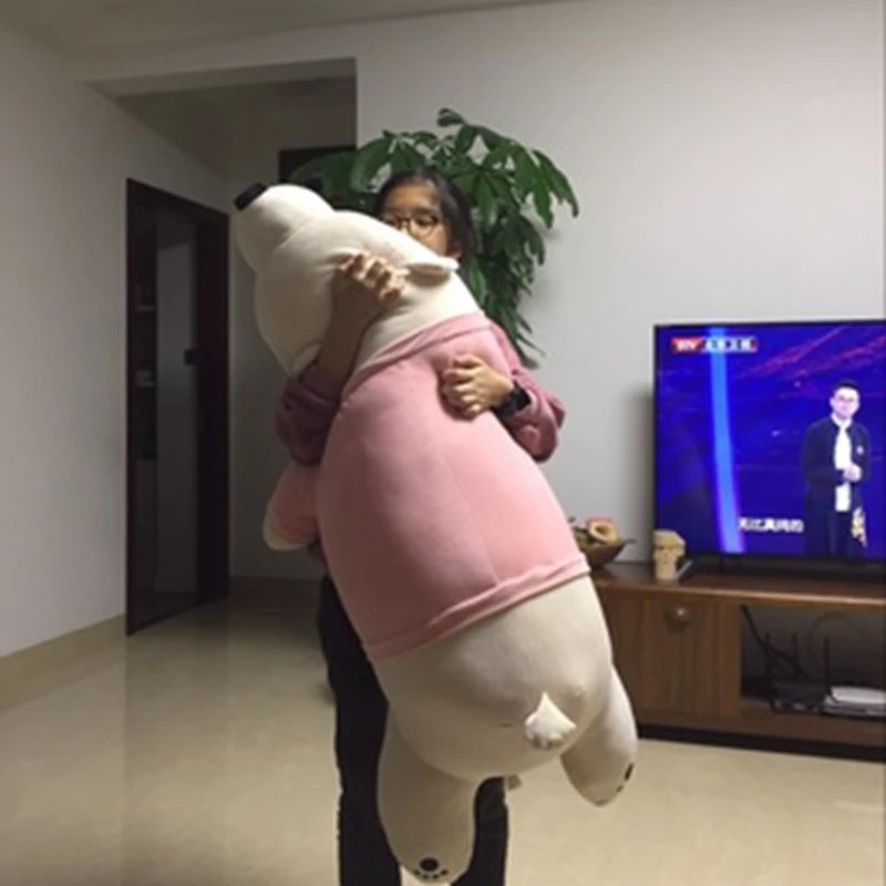 Dorimytrader Pop Cuddly Soft Fat Anime Polar Bear Plush Pillow Large Stuffed Animals White Bear Toy Doll Nice Gift Decoration 80cm 100cm 130cm DY50083 (7)