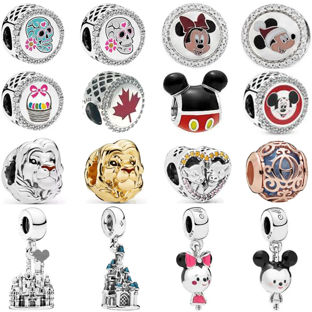 

PANDULASO 2019 New Cartoon Dangle Castle Charm Enamel Beads Fit Pandora Bracelets Original Silver 925 Heart women luxury Jewelry