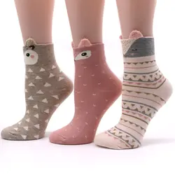 4 пары модные женские туфли осень-зима 3D носки с мультяшным рисунком женские носки женские из хлопка для девочек теплые комфортные Дышащие