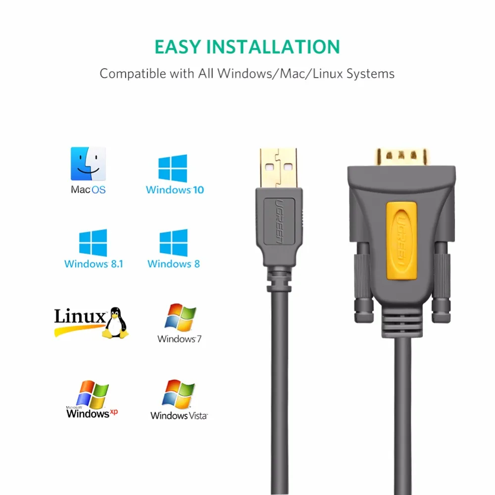 Ugreen Высокое качество USB2.0 к RS232 COM порту последовательный PDA 9 DB9 pin Кабельный