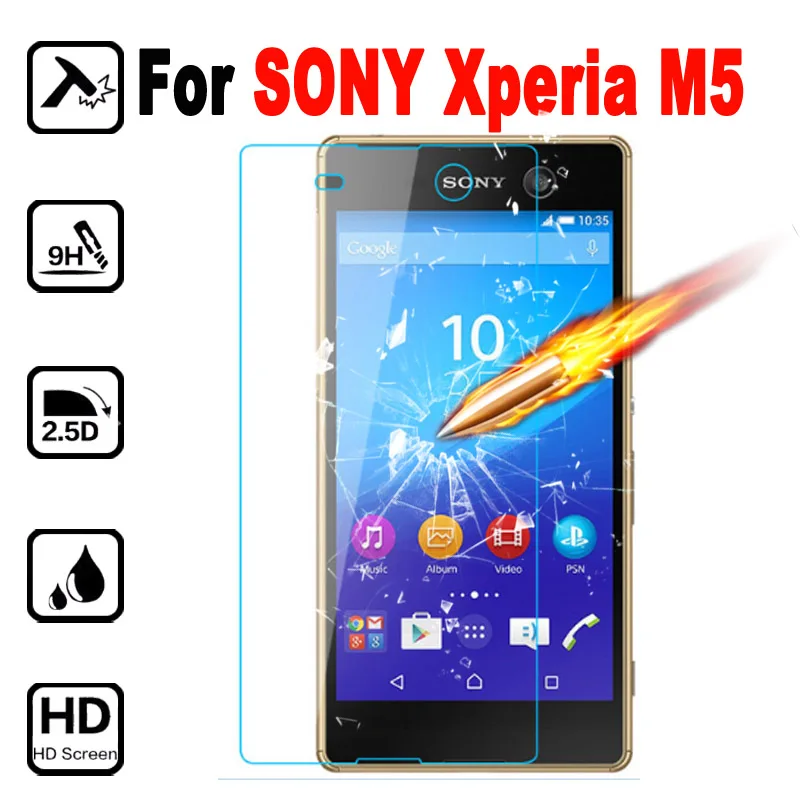 

M5 Premium Tempered Glass Phone Protective Film For SONY Xperia M5 Dual E5633 E5643 E 5633 5643 Screen Protector with Clean Tool