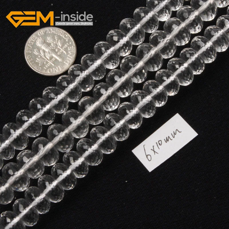 

Natural Rondelle Smooth Loose White Rock Quartz Spacer Beads For Jewelry Making Bracelet Necklace Strand 15" DIY Jewellery
