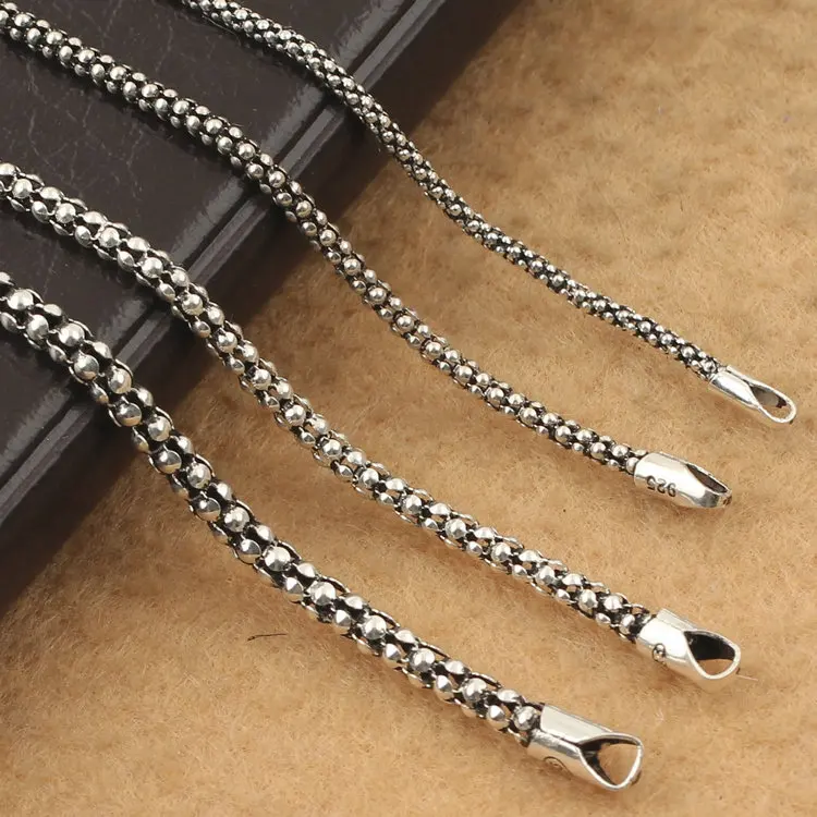 

925 sterling silver jewelry Thai silver corn chain vintage necklace wild silver chain women's new fashion silver necklace