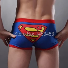 Нижнее Бельё для девочек Для мужчин Симпатичные Супермен мультфильм Для мужчин S Нижнее Бельё для девочек трусы Sexy шорты-боксеры синий