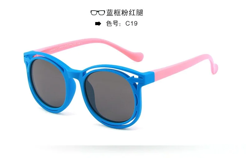 Детская винтажная круглая рамка солнцезащитные очки Детские Силиконовые uv400 очки детские оттенки очки - Цвет линз: C19