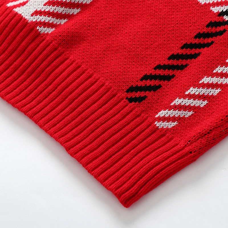 Fashion Week Street Beauty Blogger Same Red Chequered Card V-collar Lazy Wind Loose Knitted Women 2019 Fashion Women Sweater